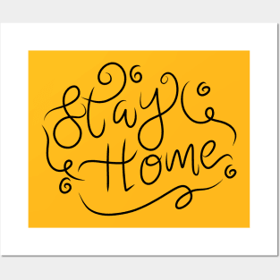 stay home lettering Posters and Art